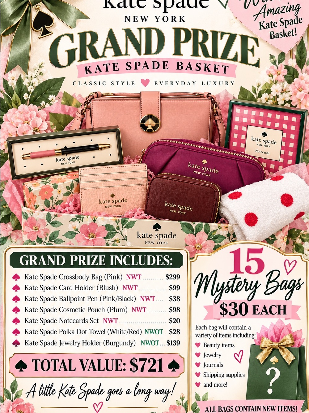 🎀 MYSTERY BAG MADNESS! 🎁 $721 KATE SPADE GRAND PRIZE!